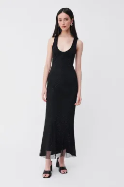 Suboo Diamanté Plunge Nexk Longline Maxi Dress Beaded/Black Size 8  for rent on The Volte - image 2