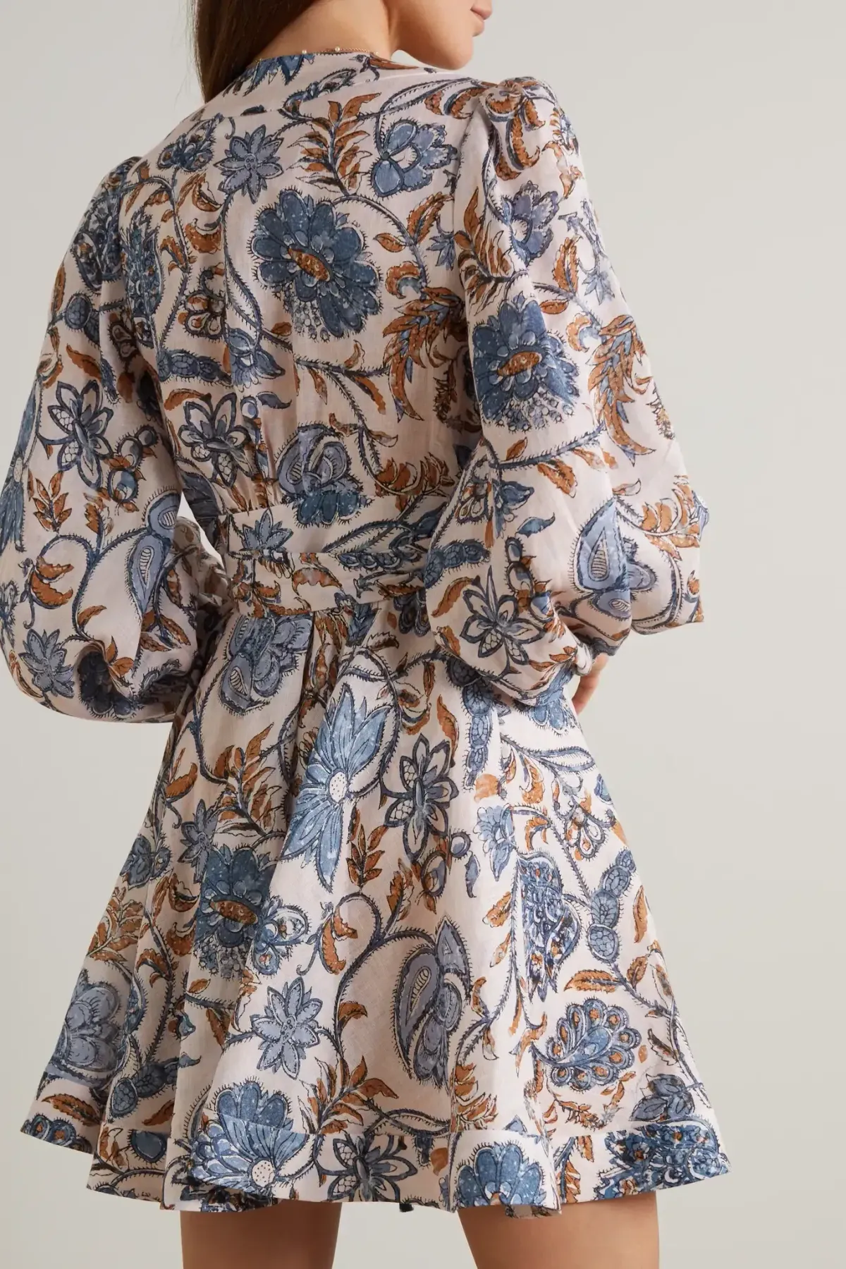 Zimmermann Vitali Floral-print Linen Wrap Dress Cornflower Floral Size 1/Au 10 - Image 2