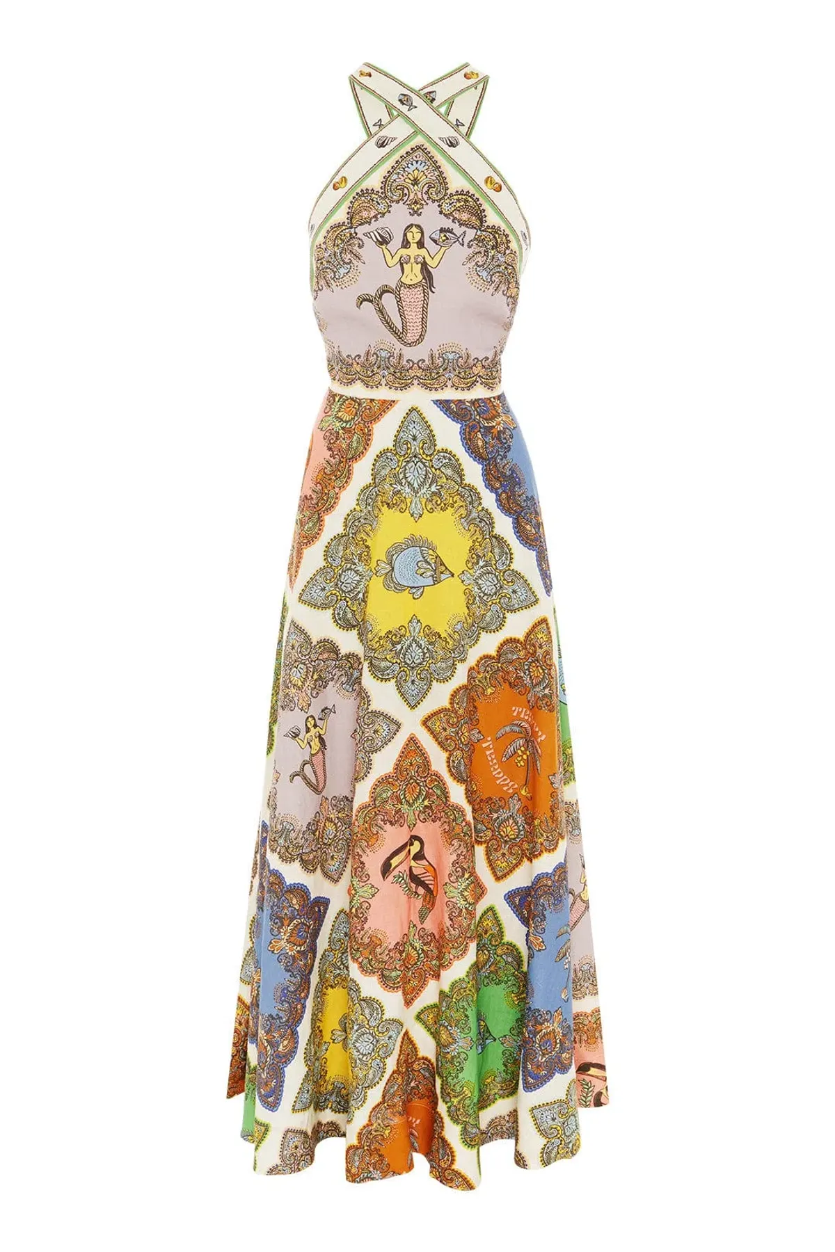 Alemais Trippy Troppo Halter Midi Dress Multi Size 6 - Image 2