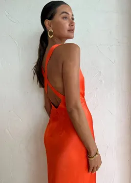 Shona Joy Milo Plunge Cross Back Midi Dress Hibiscus Size 6  for rent on The Volte - image 3