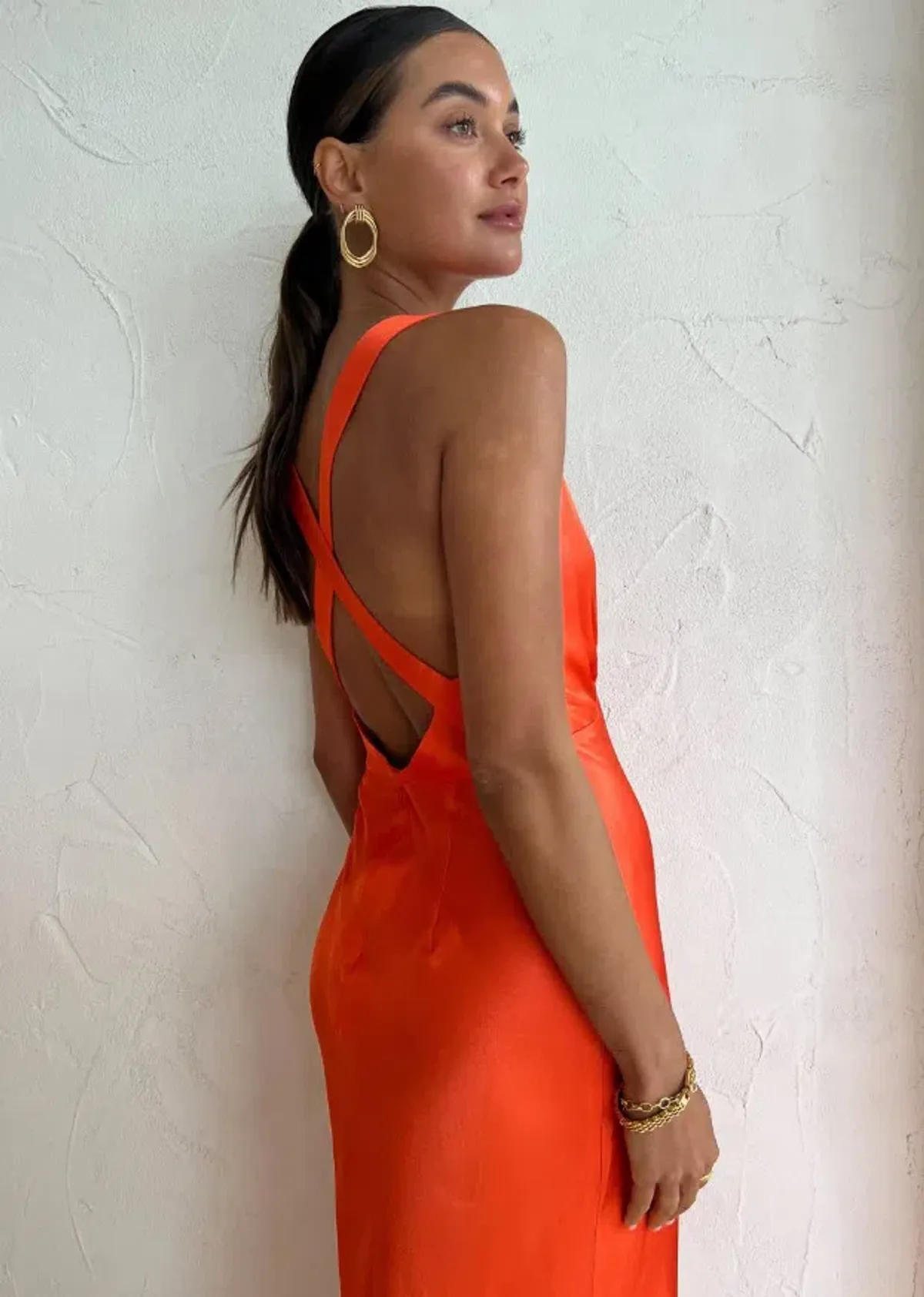 Shona Joy Milo Plunge Cross Back Midi Dress Hibiscus Size 14 - Image 3