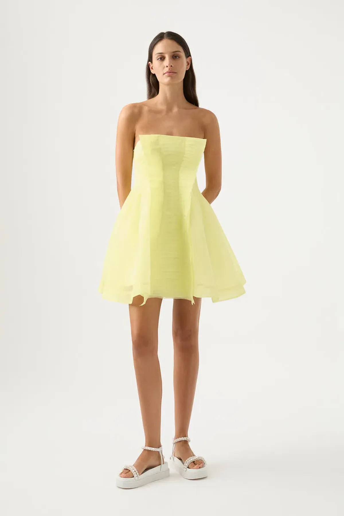Aje Astrid Strapless Mini Dress Soft Lemon Yellow  Size 8 - Image 1