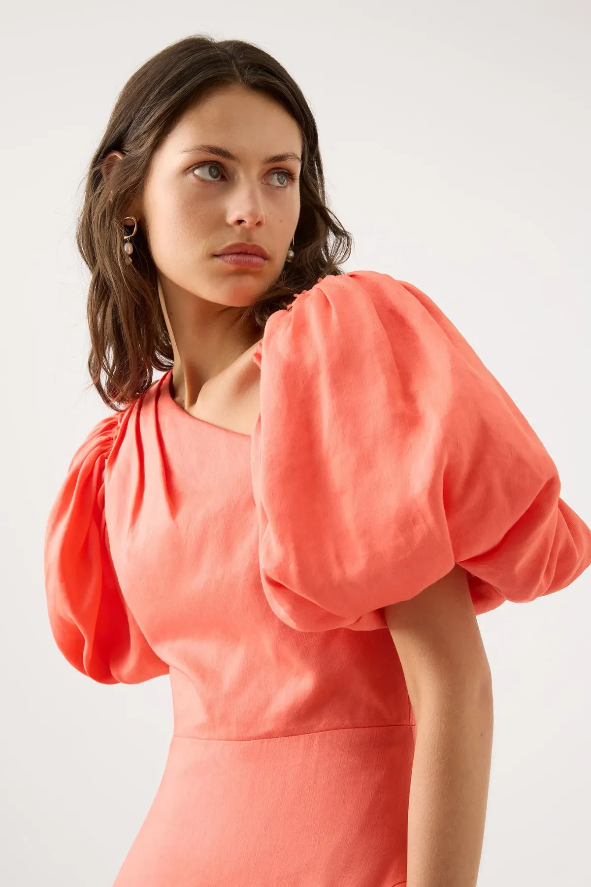 Aje Maia Off Shoulder Midi Dress Coral Size 10  - Image 2