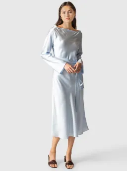 Ginia RTW Ella Silk Satin Dress Blue Size AU 8 for rent on The Volte - image 1