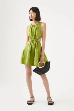 Aje Voyage Braided Cut Out Mini Dress Green Size AU 10 for rent on The Volte - image 1