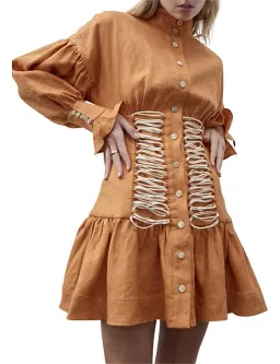 Alemais Tide Side Mini Dress Orange Size AU 10 for rent on The Volte - image 1