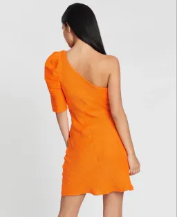 By Johnny Shell Shoulder Sleeve Mini Dress Orange Size 6 for rent on The Volte - image 2