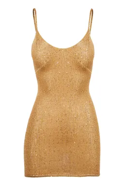 Asta Resort Delilah mini Dress in Sepia Sequin Gold Size 8 for rent on The Volte - image 1