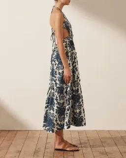 Shona Joy Diana Shirred Backless Midi Dress Floral Size 16 for rent on The Volte - image 2