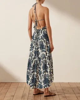 Shona Joy Diana Shirred Backless Midi Dress Floral Size 16 for rent on The Volte - image 4
