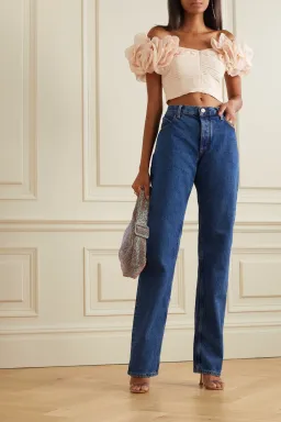 Magda Burtym Ruffled Flower Shoulder Top Blush Size 10 for rent on The Volte - image 2