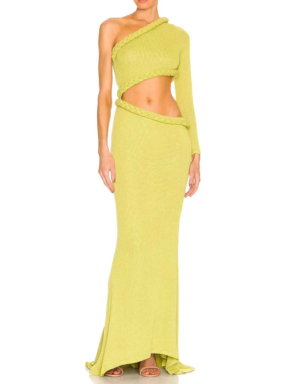 Bronx and Banco Dalia One Shoulder Knit Dress in Lime Size 6 - Image 1