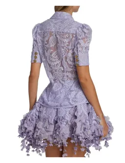 Zimmermann High Tide Lace Shirt and Flip Mini Skirt Set in Periwinkle Size 1 / Au 10 for rent on The Volte - image 2