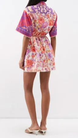 Zimmermann Raie Trimmed Shirt Dress Floral Size 0 / Au 8 for rent on The Volte - image 5