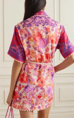 Zimmermann Raie Trimmed Shirt Dress Floral Size 0 / Au 8 for rent on The Volte - image 6