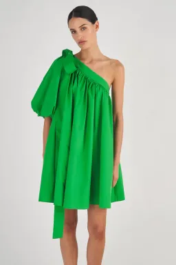 Oroton One Shoulder Gathered Mini Dress Meadow Size 4 / XXS for rent on The Volte - image 2