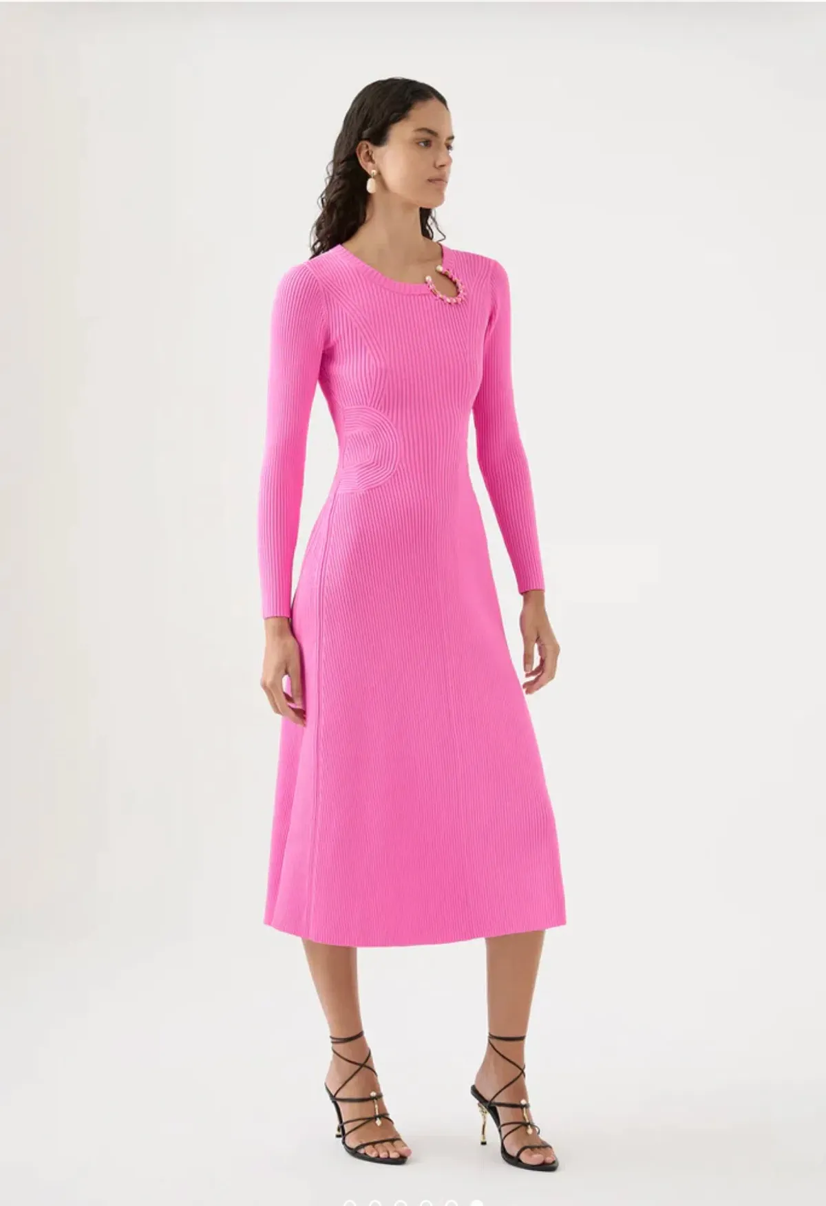 Aje Crescent Knit MIDI Dress Protea Pink Size 10  - Image 1
