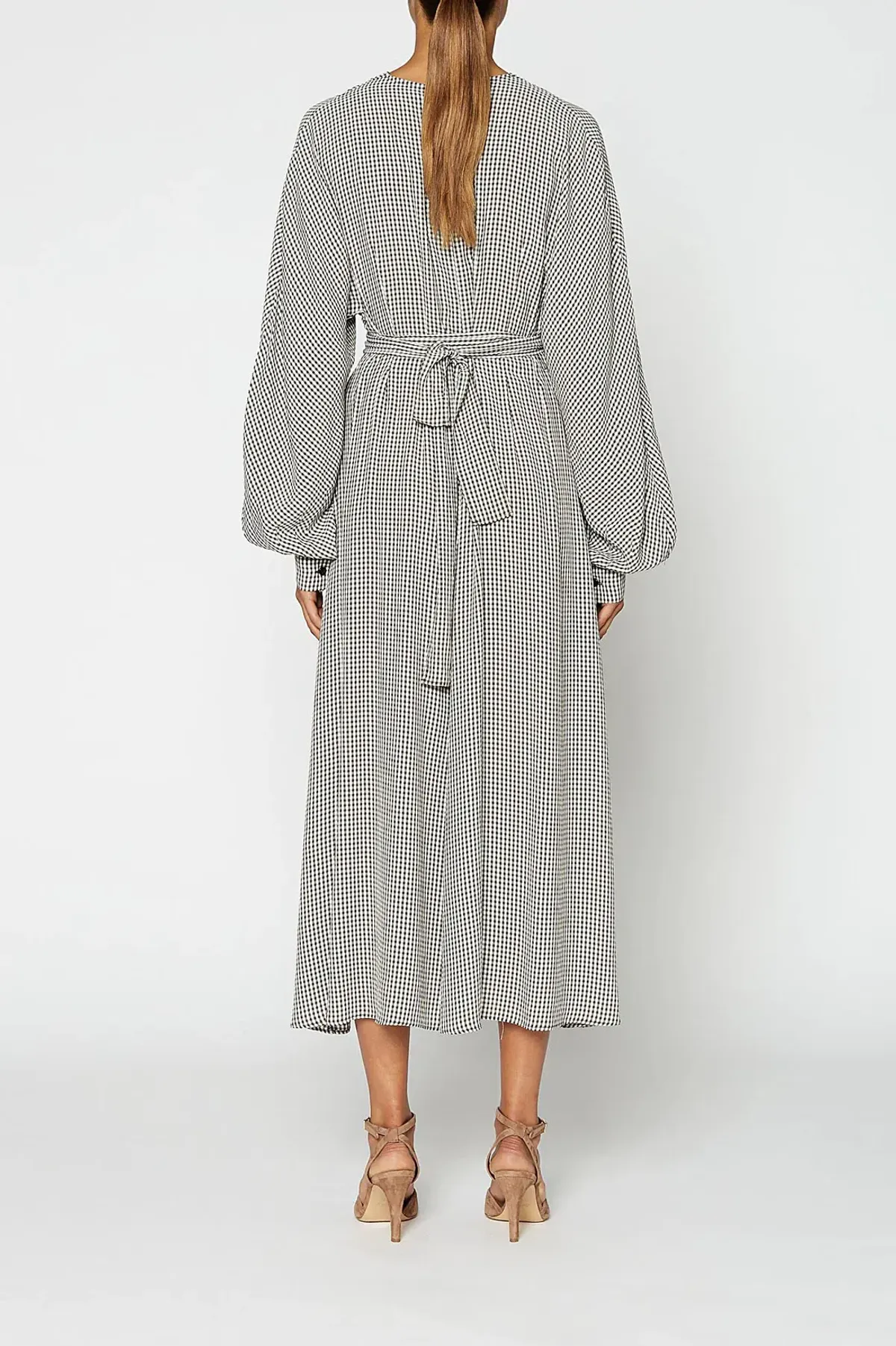 Scanlan Theodore Gingham Front Wrap Dress in Black/White Size S / Au 8 - Image 3