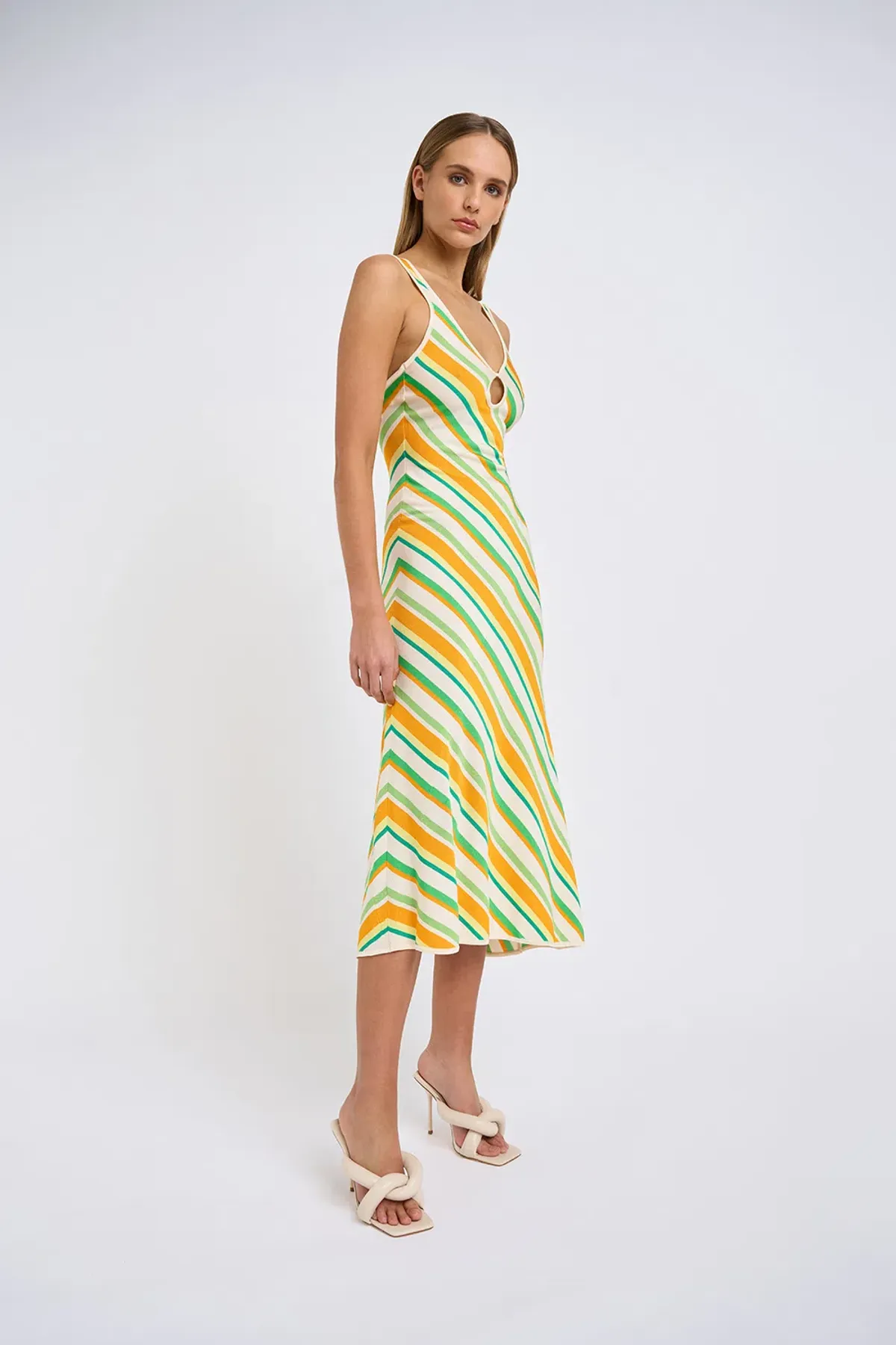 By Johnny Verona Stripe Knit Dress Yellow Stripe Size 6  - Image 2