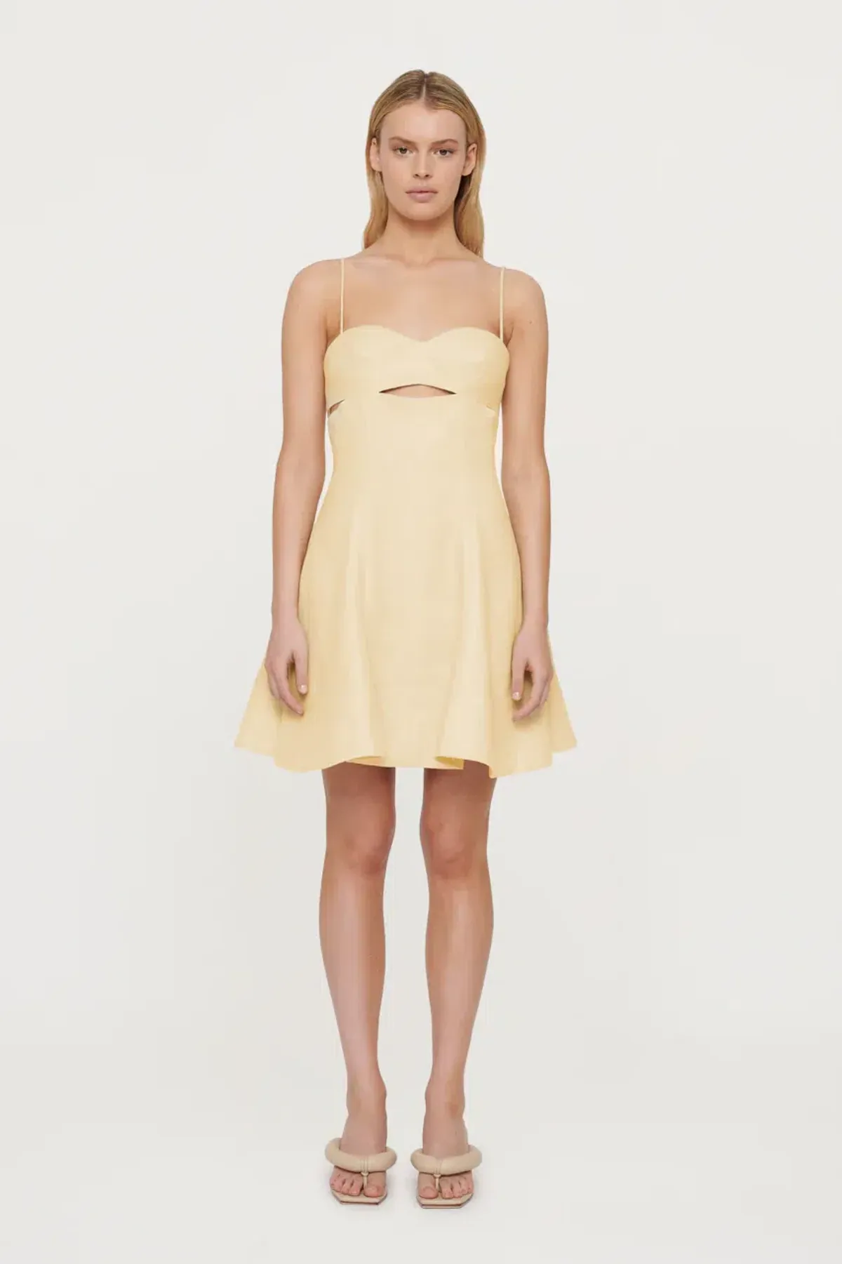 Clea Paige Stitch Mini Dress Yellow Size 8  - Image 2