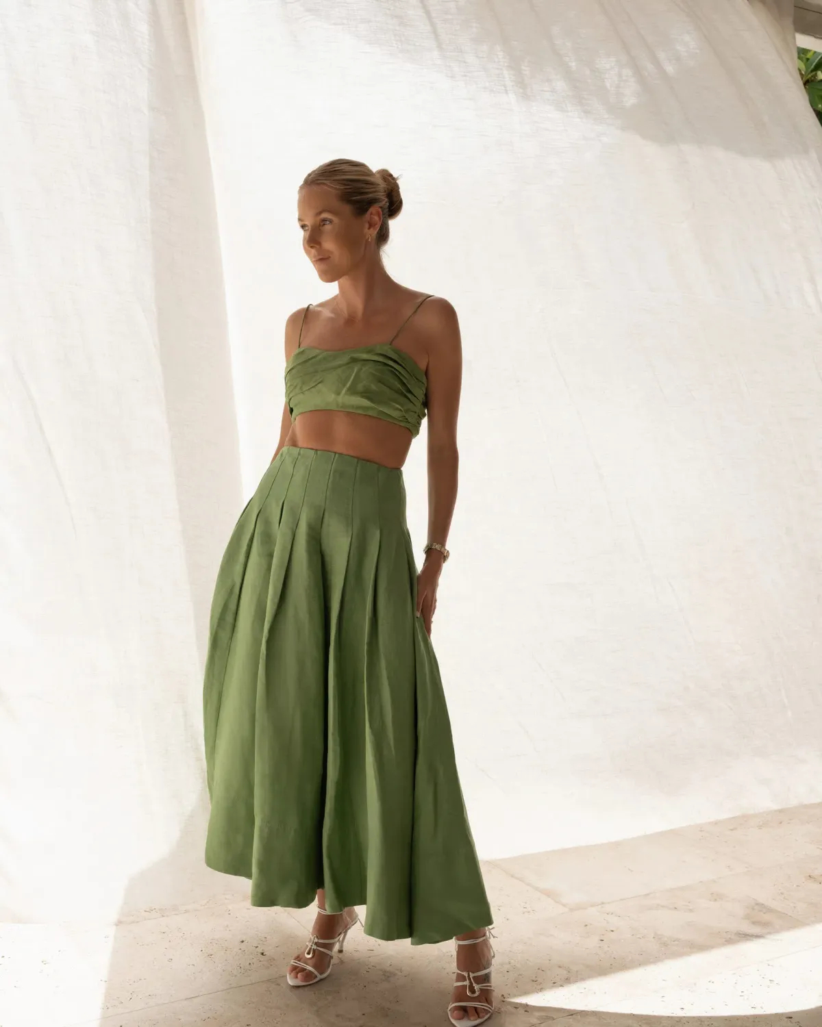 Aje Thea Draped Twist Crop & Paradiso Skirt Set Green Size 8 - Image 2