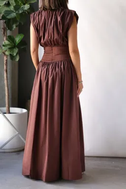 Esse Studios Cotton Rib Gathered Dress Brown Size 8 for rent on The Volte - image 2