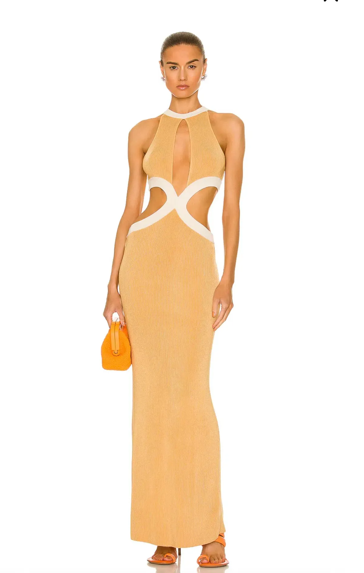 Auteur Studio Bridgit Maxi Dress Cream & Camel Size S/AU 8  - Image 1