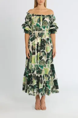 Alemais Siena Off Shoulder Abstract Poplin Dress Print Size 12 for rent on The Volte - image 1