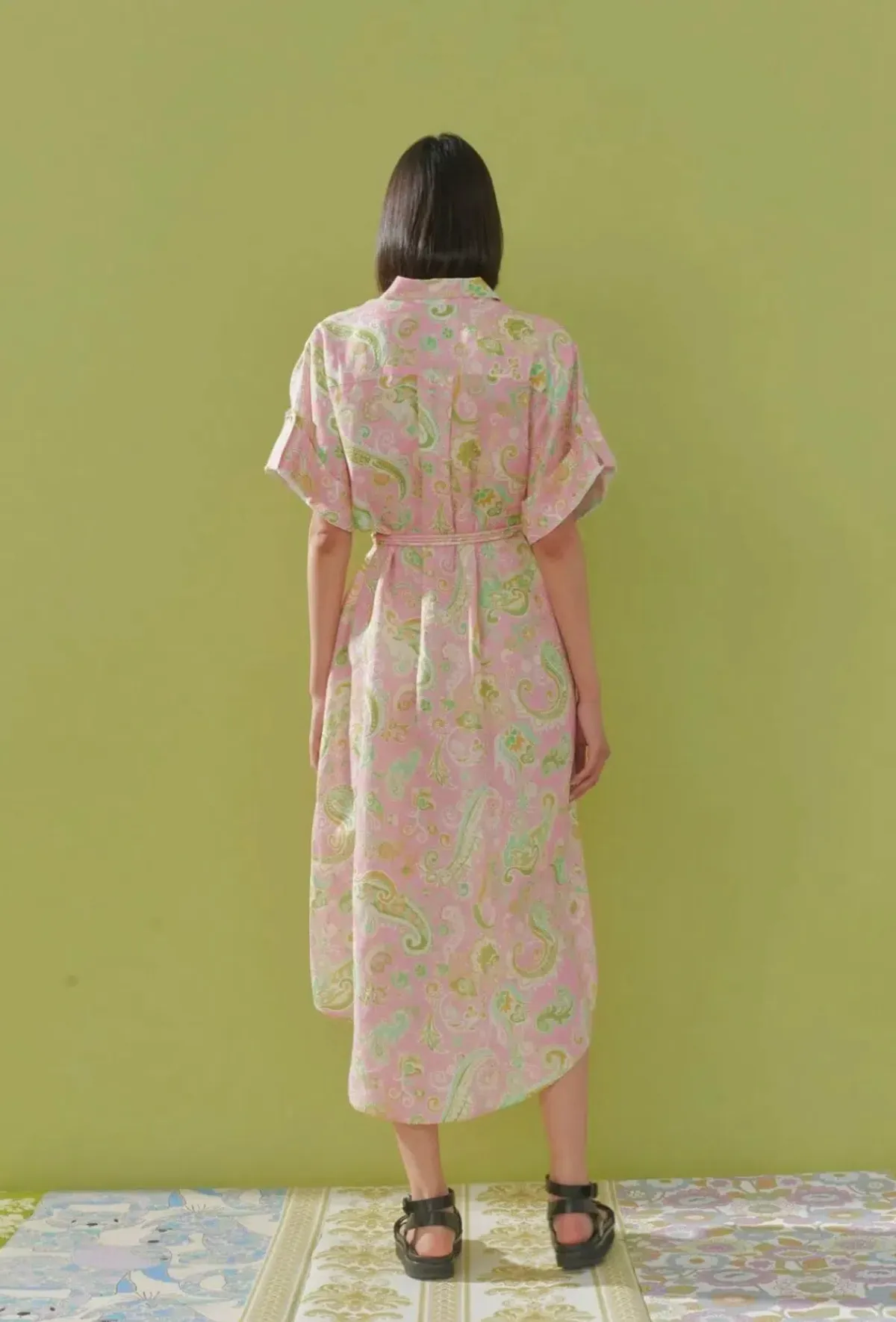 Alemais Marta Paisley Print Shirt Dress Pink Size AU 12 - Image 2