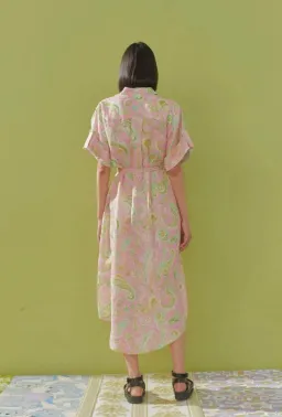 Alemais Marta Paisley Print Shirt Dress Pink Size AU 12 for rent on The Volte - image 2