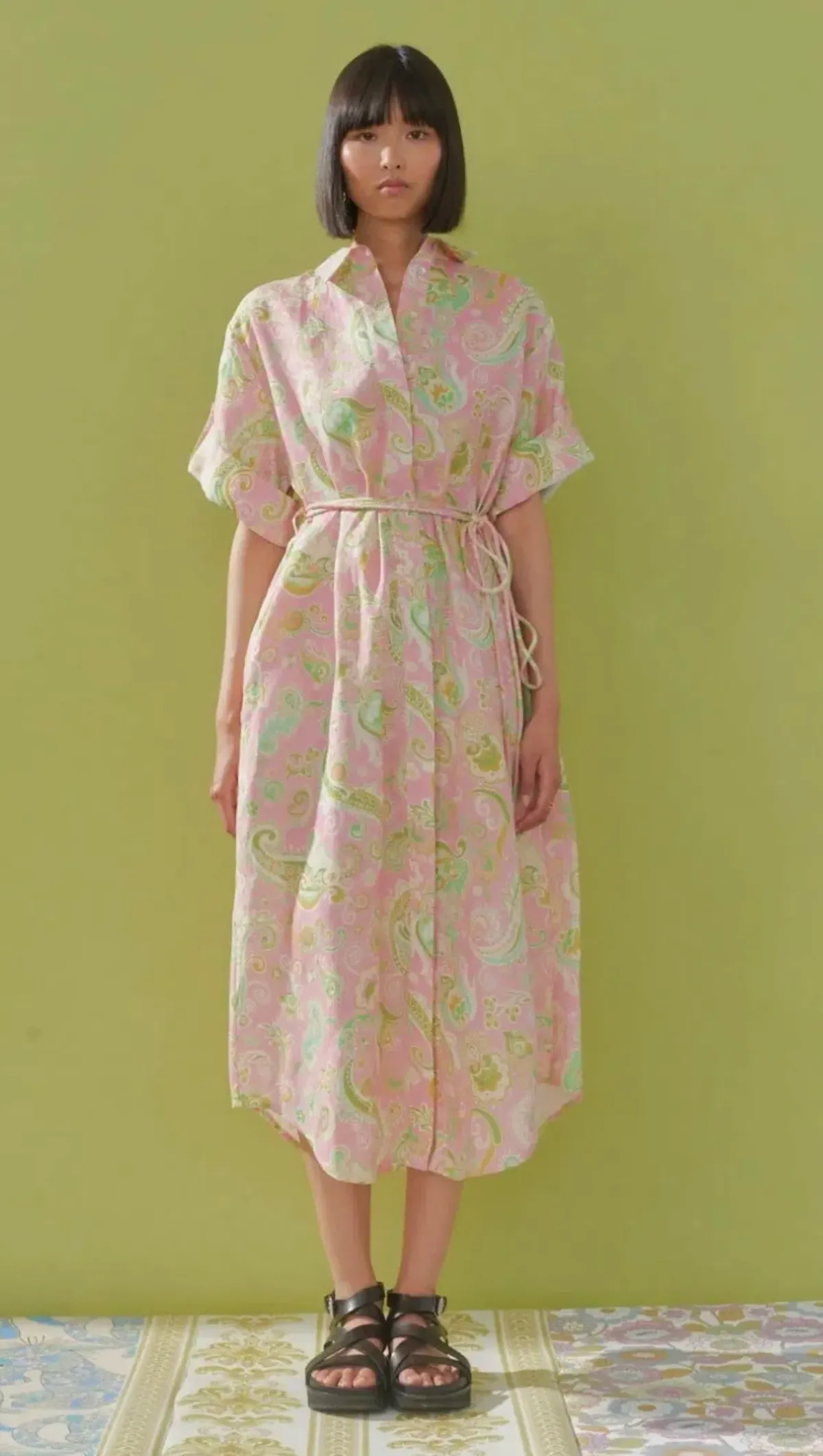 Alemais Marta Paisley Print Shirt Dress Pink Size AU 12 - Image 4