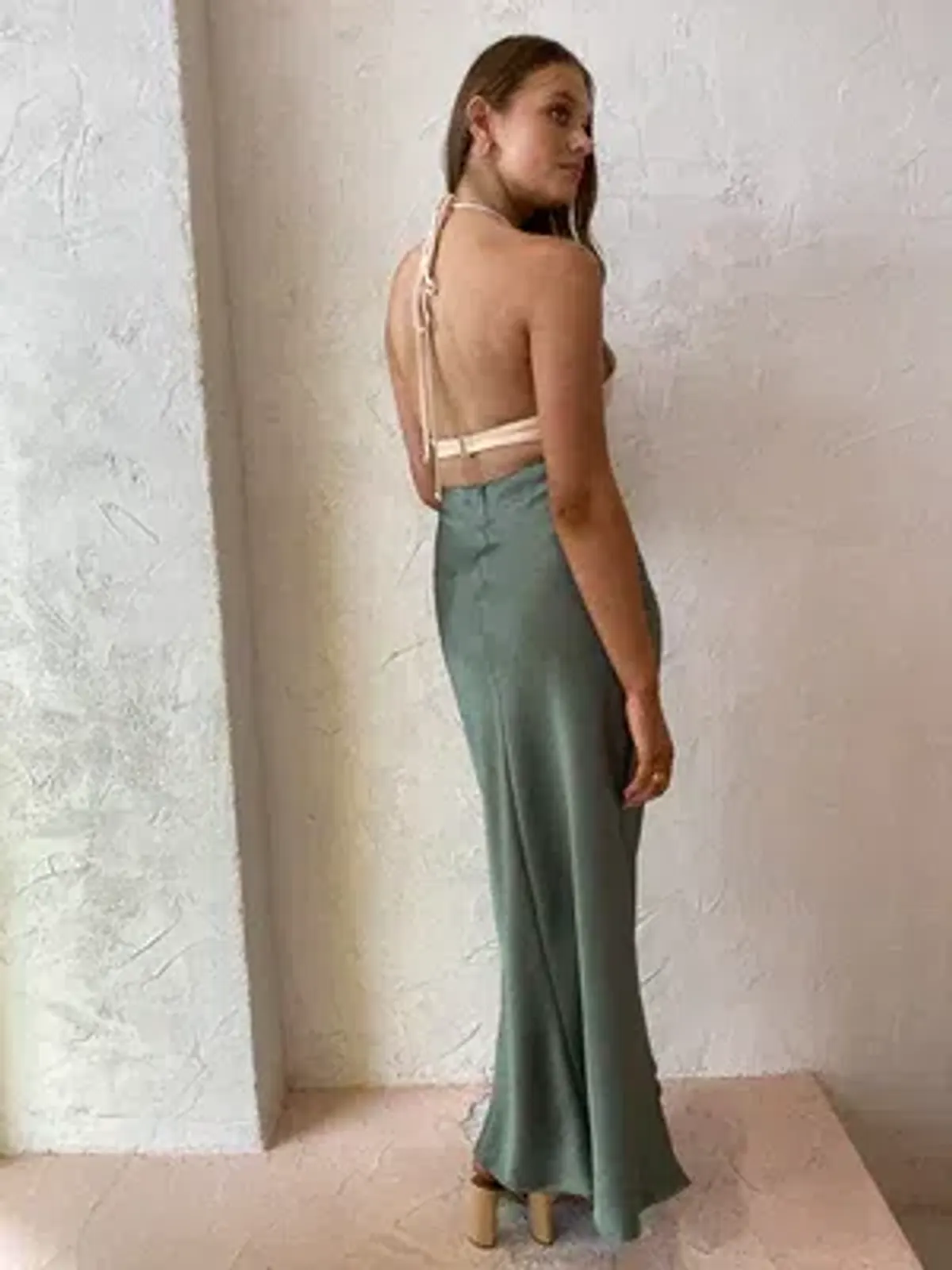 Bec & Bridge Carrie Halter Maxi Dress in Multi Green Size AU 6 - Image 2