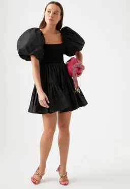 Aje Casa Puff Sleeve Mini Dress Black Size 10 for rent on The Volte - image 1
