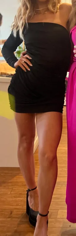 Gauge81 Valmiera One Shoulder Ruched Mini Dress Black Size 6 for rent on The Volte - image 2