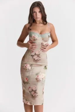 House Of CB Venus Vintage Floral Midi Dress Cream Size XS / AU 6 for rent on The Volte - image 3