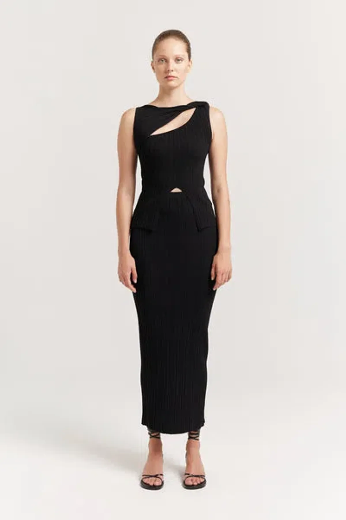 Henne Romee Knit Top and Skirt Set Black Size 8 - Image 1