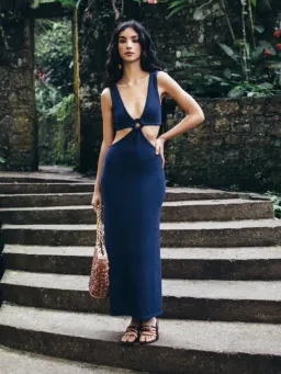 Cult Gaia Bank Cut Out Knit Maxi Dress in Ink Blue Size S / AU 8 for rent on The Volte - image 1