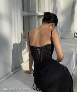 House of CB Anabella Lace Up Corset Maxi Dress in Black Size S /AU 8 for rent on The Volte - image 7