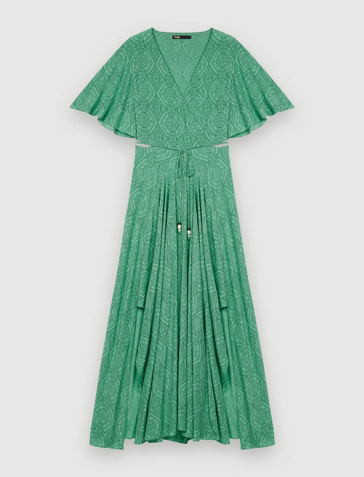 Maje Rimaro Wrap Maxi Dress Green Size 34/Au 6 - Image 3