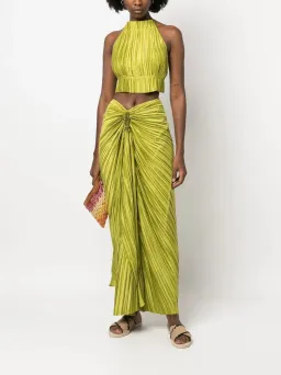 Cult Gaia Plissé-Effect Halterneck Top & Maxi Skirt Green Size 6 for rent on The Volte - image 1