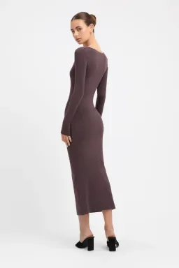 Kookai Phoebe Midi Dress Dark Mocha Size 2/Au 12 for rent on The Volte - image 3