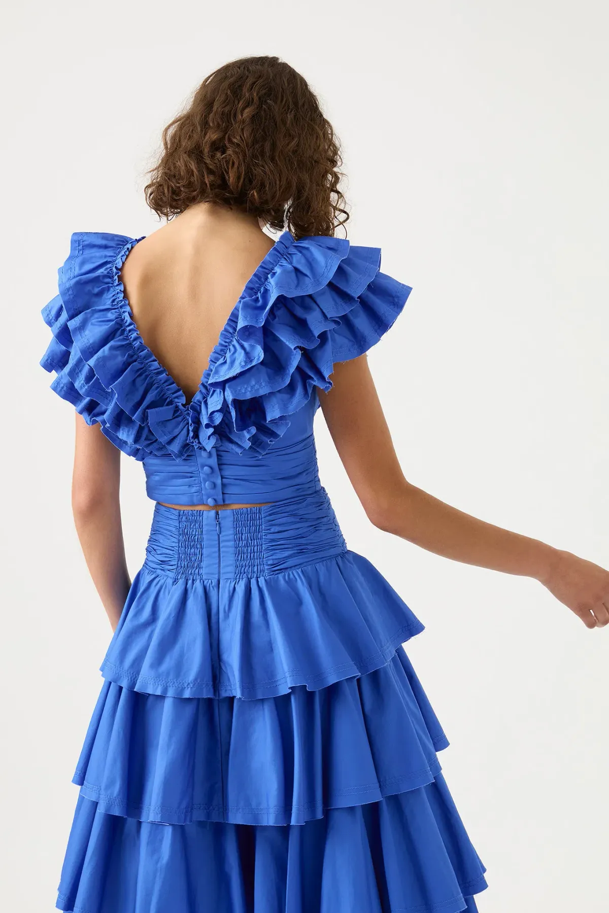 Aje Rhythmic Frill Bodice & Eleni Maxi Skirt Set Marine Blue Size 12 / L - Image 4