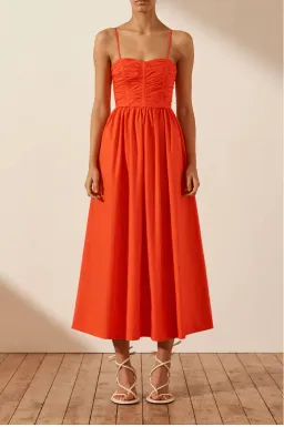 Shona Joy Kohala Ruched Panel Midi Dress in Hibiscus Size 8 for rent on The Volte - image 1