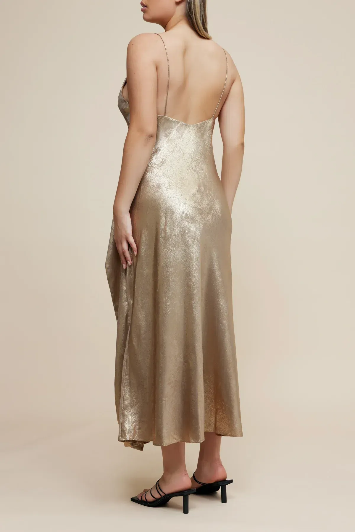 Acler Queensbridge Midi Dress Gold Size 14 - Image 3