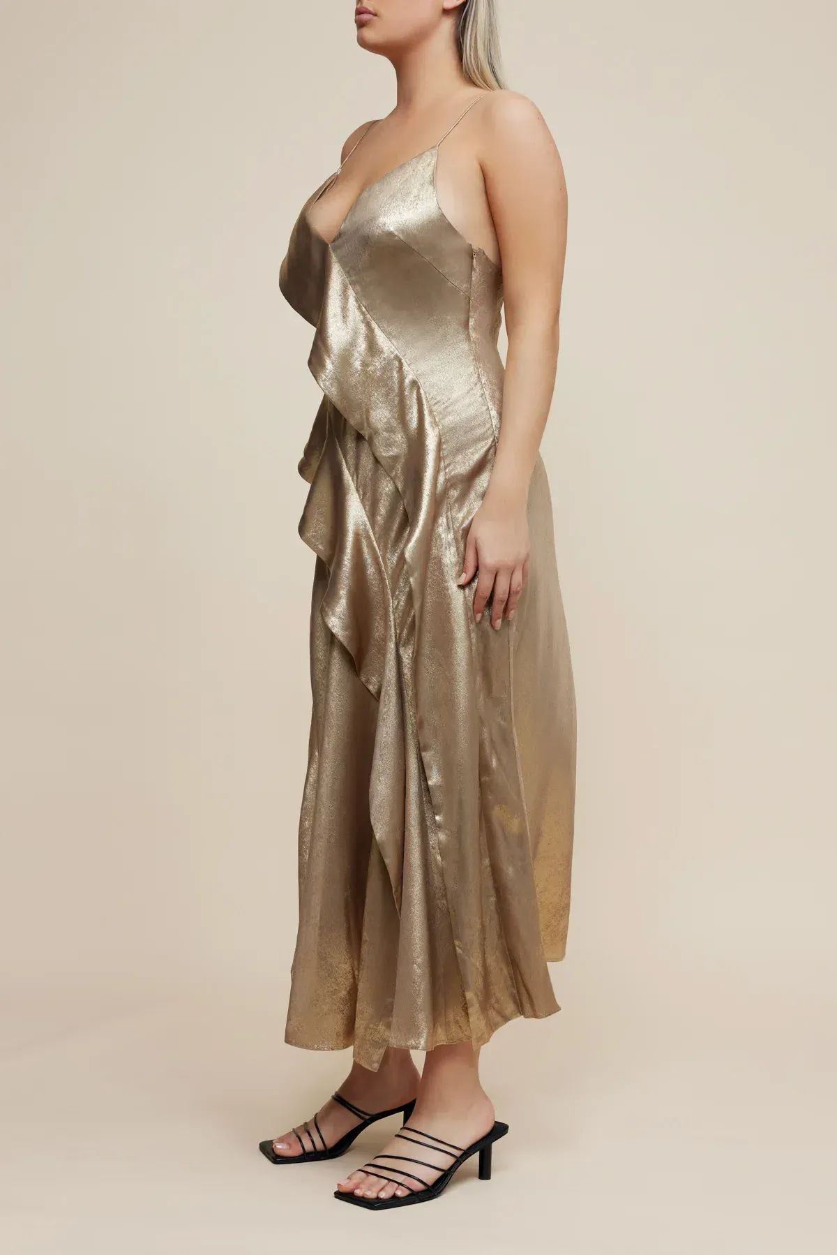 Acler Queensbridge Midi Dress Gold Size 14 - Image 2