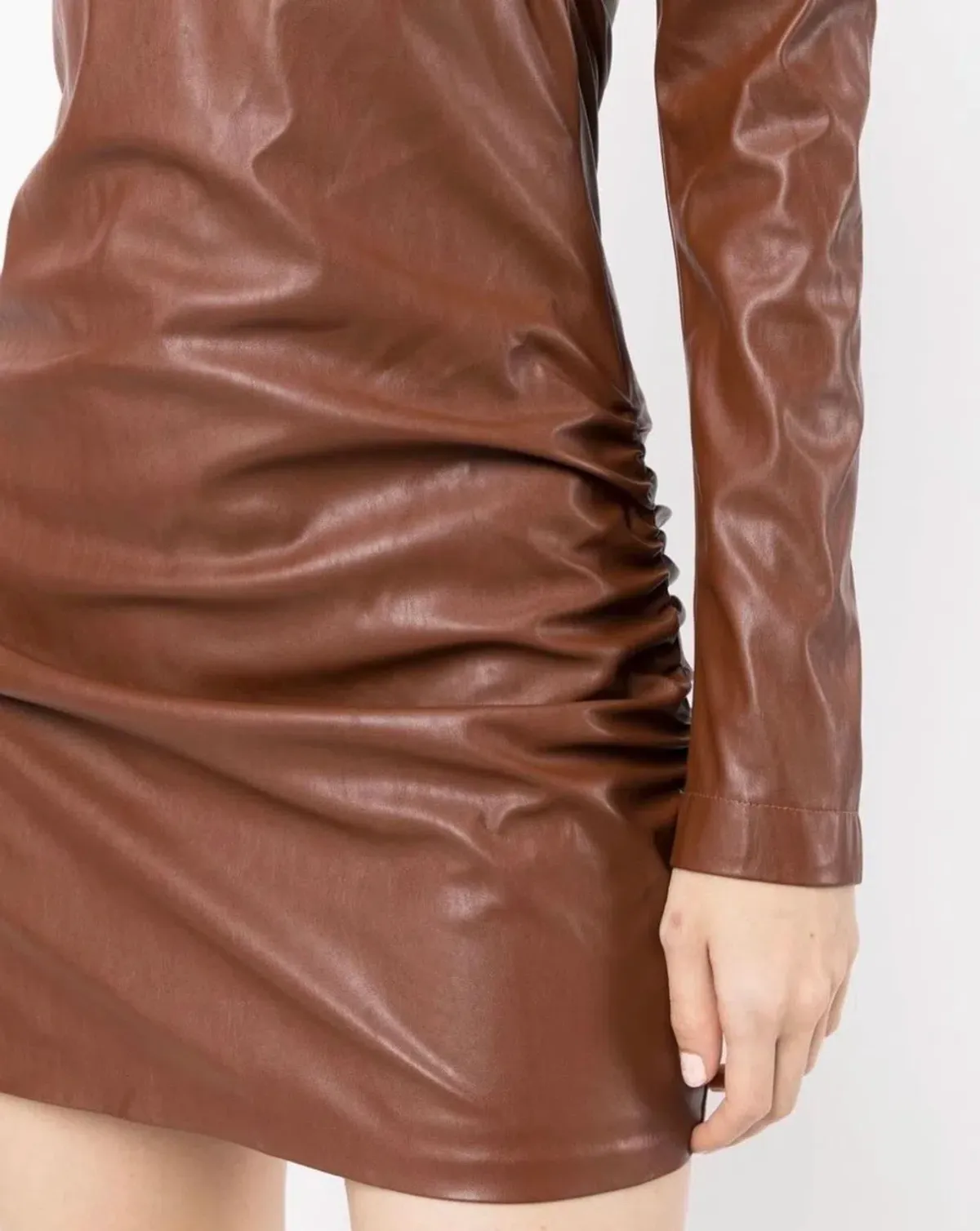 Manning Cartell Asymmetrical Long Sleeve Mini Dress Brown Size 10 - Image 4