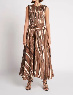 Aje Gabrielle Midi Dress Brown Size 6 / XS for rent on The Volte - image 1
