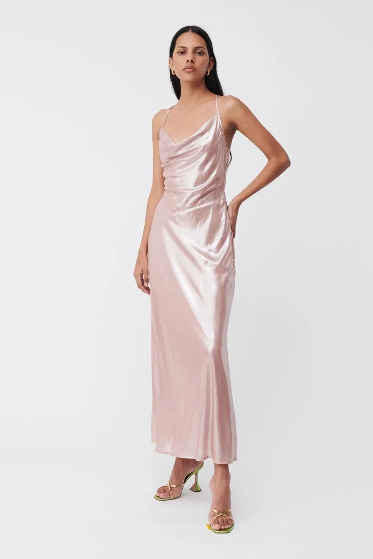 Suboo Draped Cowl Maxi Slip Dress Pink Rosa Size XS / AU 6 - Image 3