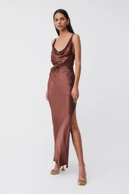 Suboo Tate Twist Front Cowl Maxi Dress Chocolate Size M / AU 10 for rent on The Volte - image 2