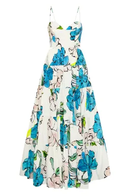 Aje Botanical Tiered Maxi Dress Cool Camelia Blue White Floral Size AU 10 for rent on The Volte - image 6